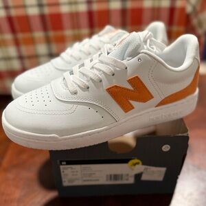 New Balance White and Orange Lifestyle Sneakers
